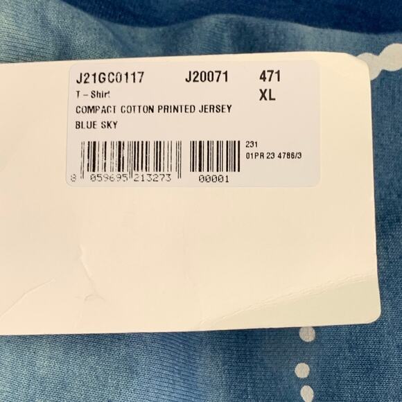 JIL SANDER Size XL City Lights Blue White Abstract Cotton Crew Neck T-shirt - Picture 6 of 8